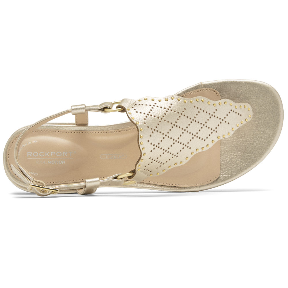 Rockport Singapore Womens Thongs - Total Motion Zosia Perforated Gold - UV7561380